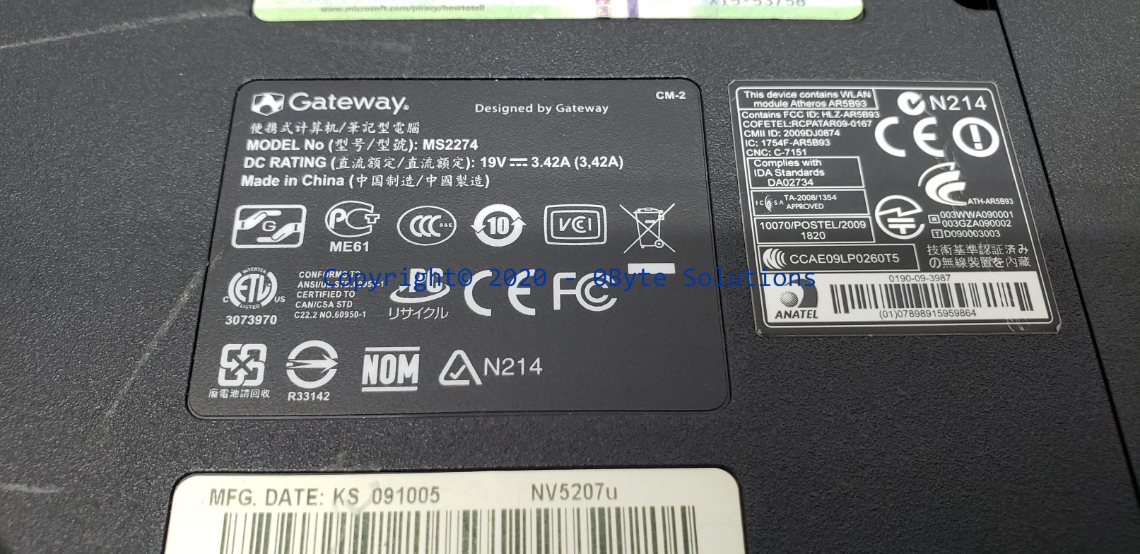Gateway 60.4FM06.002 Case Bottom with Bottom Cover
