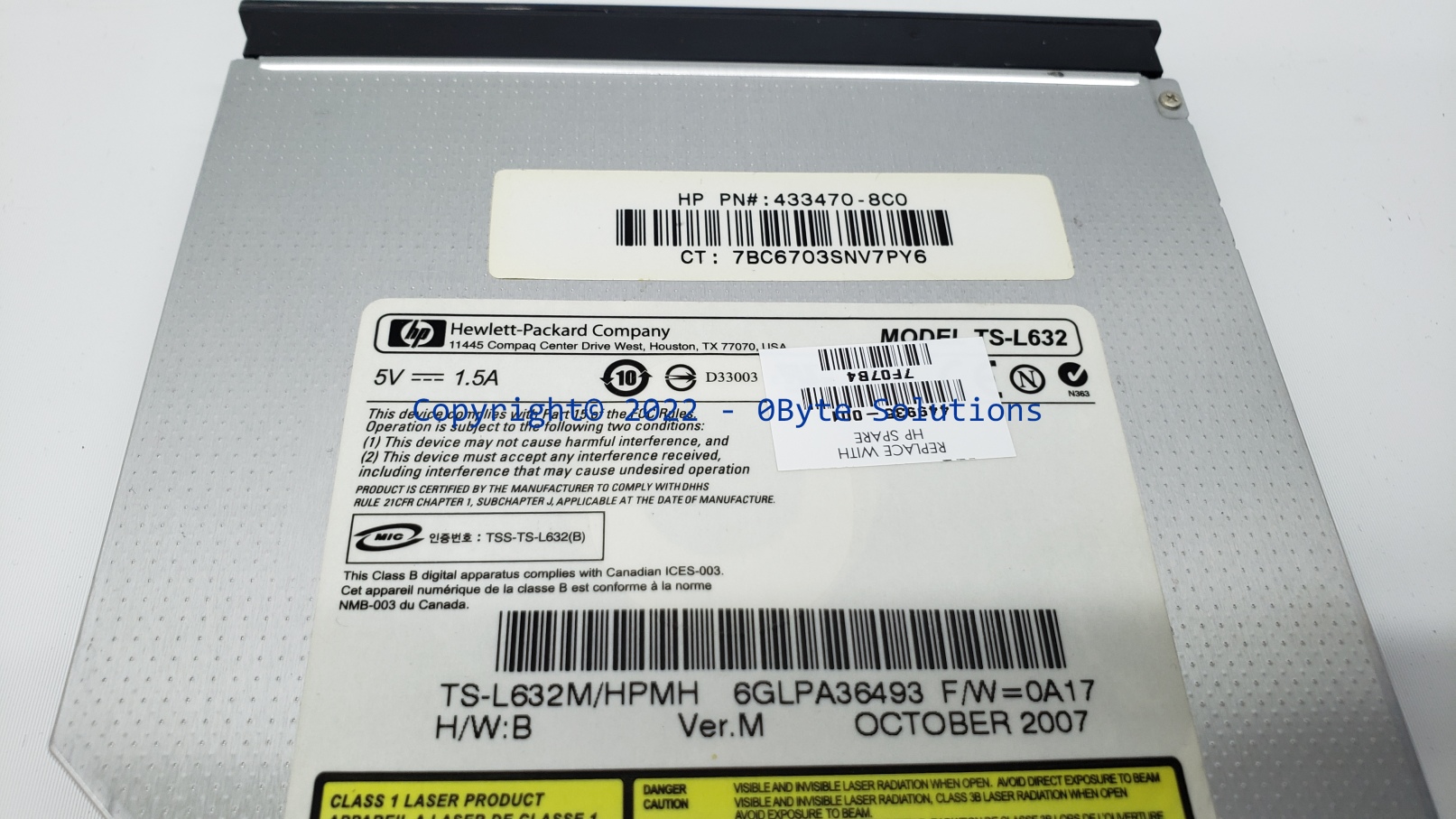 Toshiba TS-L6632(B)/449935-001 DVD-R/W Drive