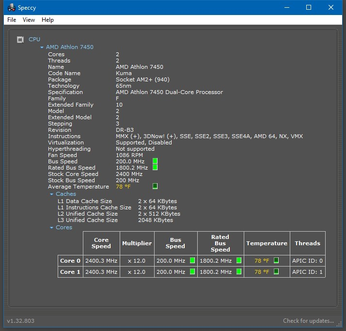 AMD AD7450WCJ2BGH Athlon X2 7450 2.4 GHz, 2x512 KB L2/2 MB L3 Cache CPU