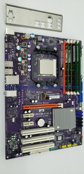 ECS NForce9M-A (v1.0) MainBoard with Backplate, CPU & RAM