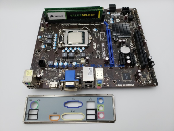 MSI H61M-E23 (MS-7680) Mainboard with Case Backplate, CPU & RAM