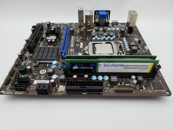 MSI H61M-E23 (MS-7680) Mainboard with Case Backplate, CPU & RAM