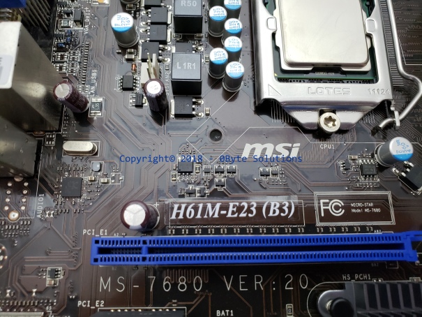 MSI H61M-E23 (MS-7680) Mainboard with Case Backplate, CPU & RAM