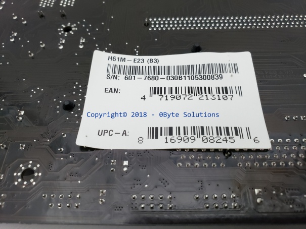 MSI H61M-E23 (MS-7680) Mainboard with Case Backplate, CPU & RAM