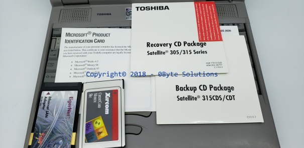 Toshiba Satellite 315CDT (PA1262U-T6C) Laptop with Battery, Software & PCMCIA Cards, CPU & RAM