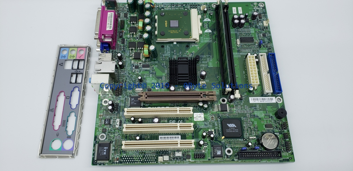 First International Computer, Inc. AM37S Mainboard with case I/O shield, CPU & RAM