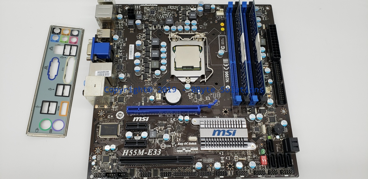 MSI H55M-E33(MS-7636) Mainboard with Case I/O Shield, CPU & RAM