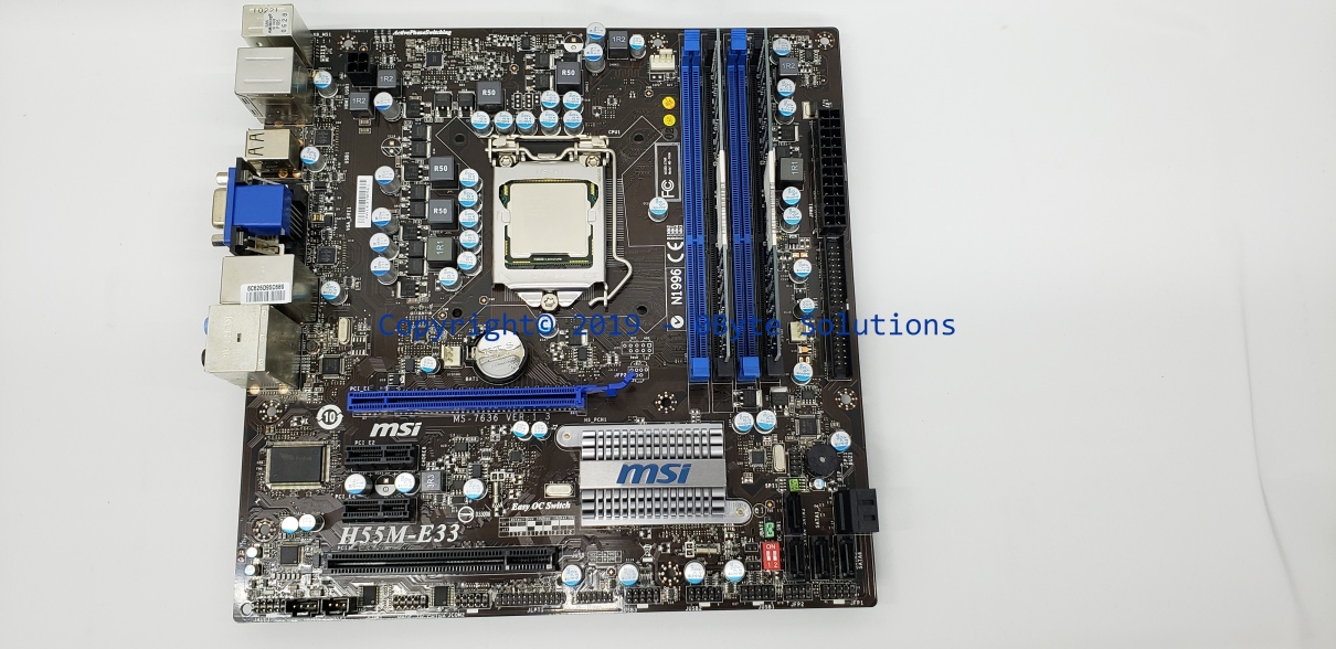 MSI H55M-E33(MS-7636) Mainboard with Case I/O Shield, CPU & RAM