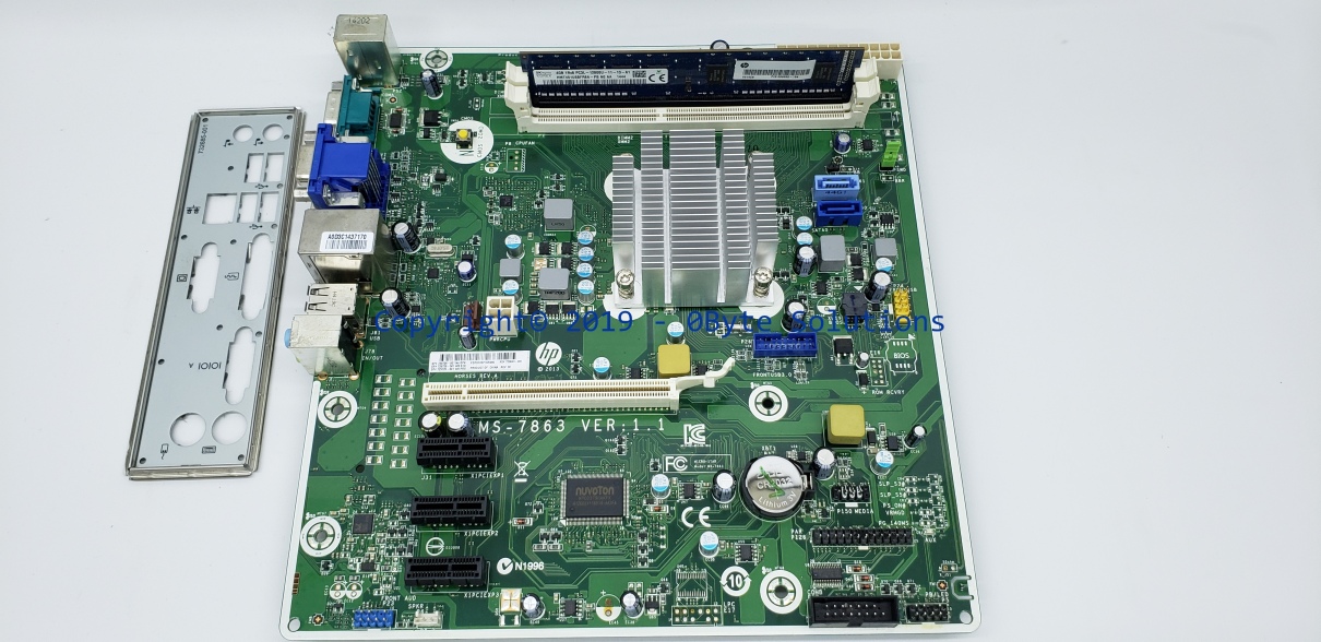 HP MS-7863 729726-001 Mainboard with Case I/O Shield, CPU & RAM
