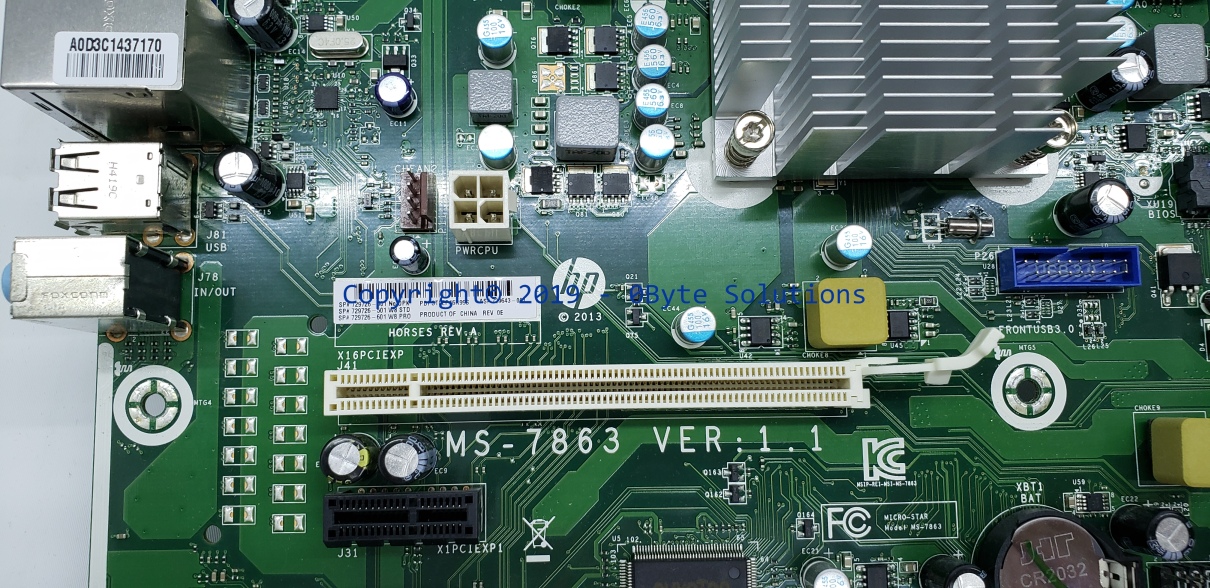 HP MS-7863 729726-001 Mainboard with Case I/O Shield, CPU & RAM
