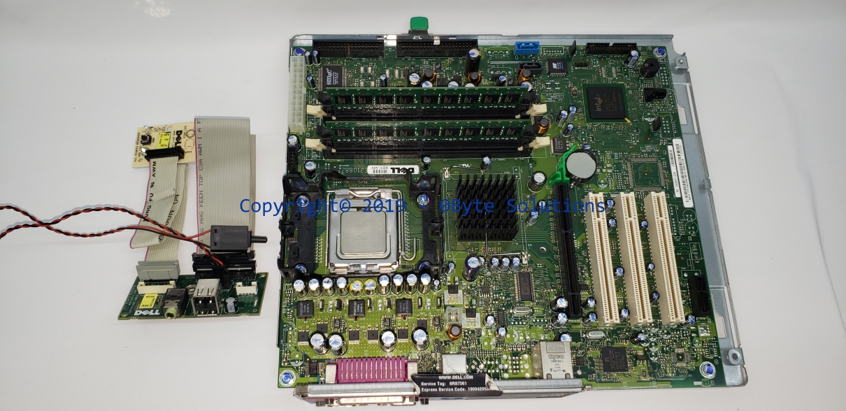 DELL 0X3468 Mainboard with Mounting Plate, Front I/O & Power Button/LED, CPU & RAM