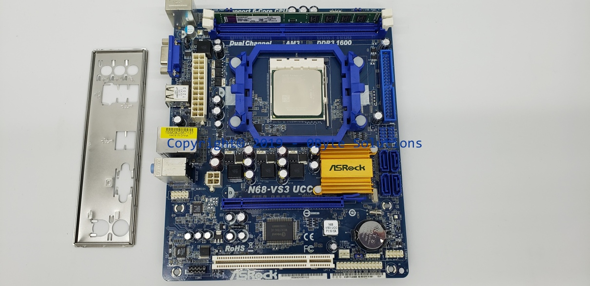 ASRock N68-VS3 UCC Mainboard with Case I/O Shield, CPU & RAM