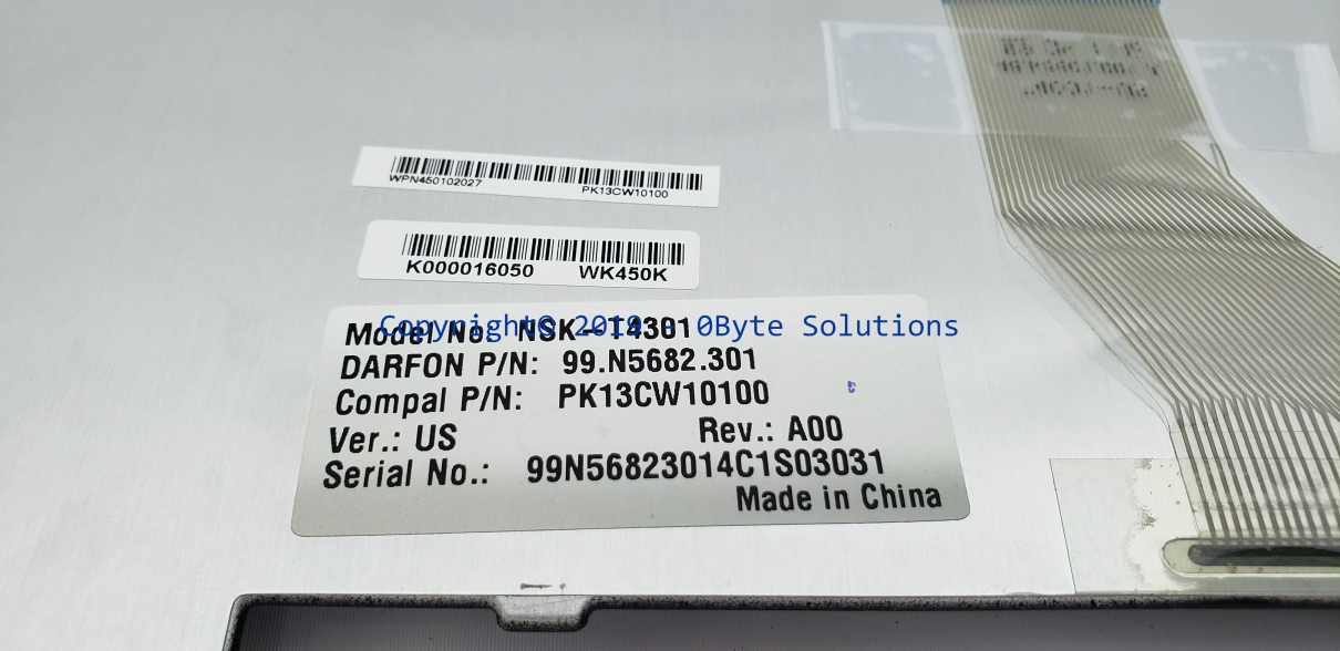 Toshiba NSK-T4301/99.N5682.301/PK13CW10100 Keyboard