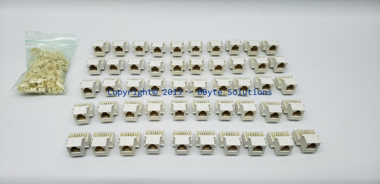 LOT OF 50 - White CAT3 4-Wire Keystone Jack