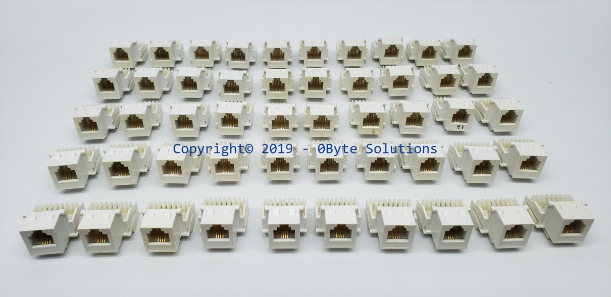 LOT OF 50 - White CAT3 4-Wire Keystone Jack