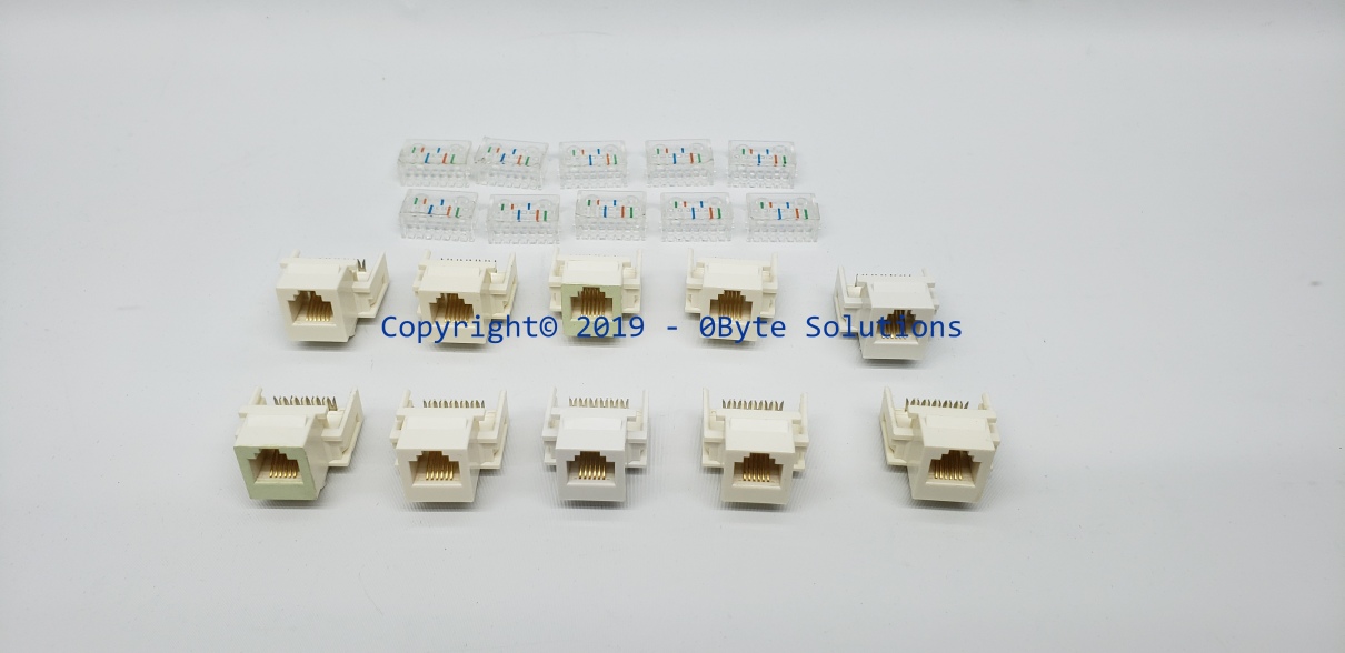 LOT OF 10 - White CAT3 6-Wire Tool-Less Keystone Jack