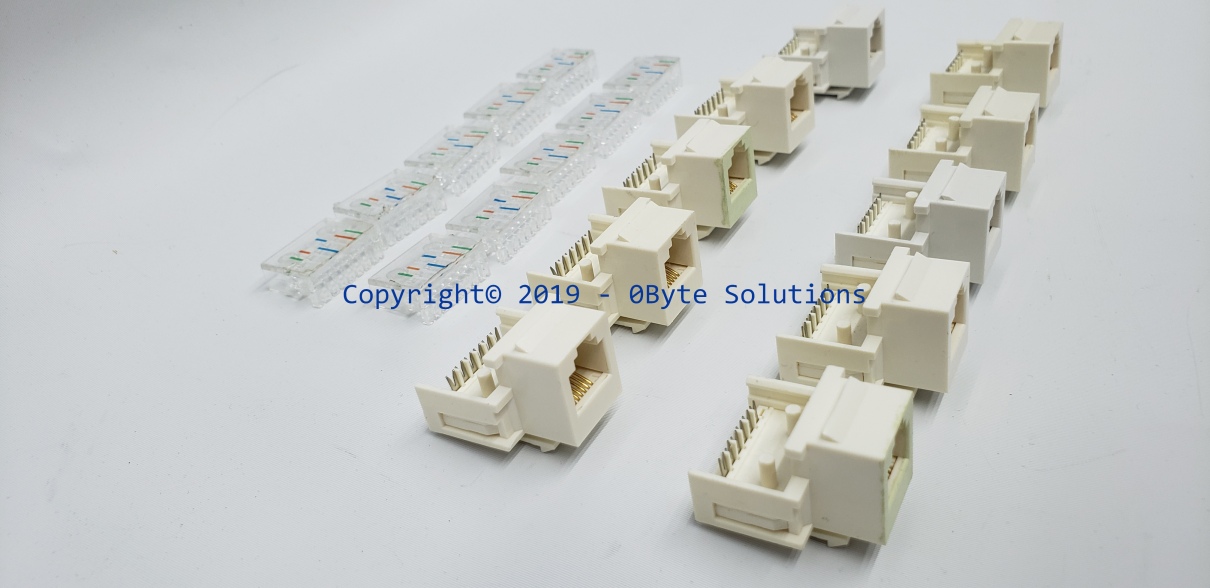 LOT OF 10 - White CAT3 6-Wire Tool-Less Keystone Jack