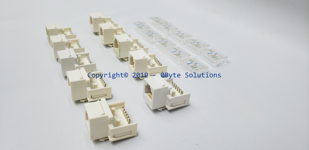 LOT OF 10 - White CAT3 6-Wire Tool-Less Keystone Jack