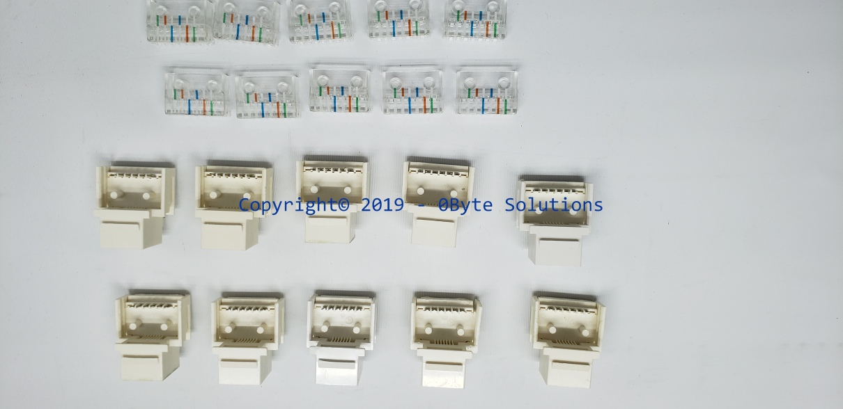 LOT OF 10 - White CAT3 6-Wire Tool-Less Keystone Jack