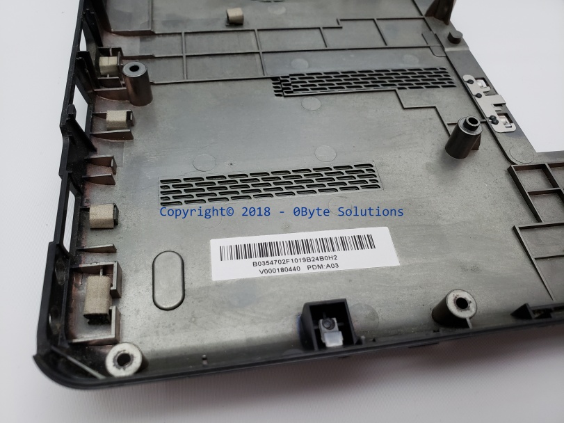 Toshiba V000180440 Bottom Case with USB Ports, Power Jack & Cables