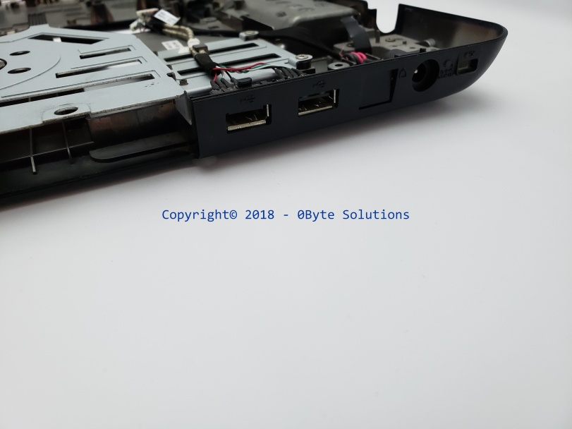 Toshiba V000180440 Bottom Case with USB Ports, Power Jack & Cables