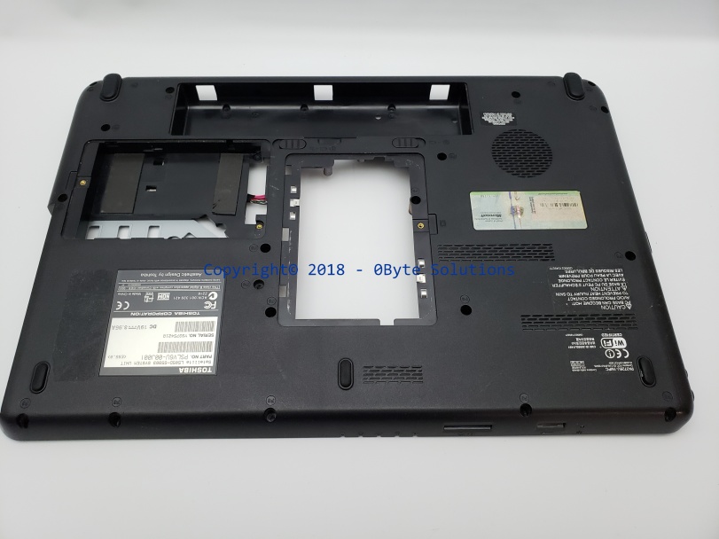 Toshiba V000180440 Bottom Case with USB Ports, Power Jack & Cables