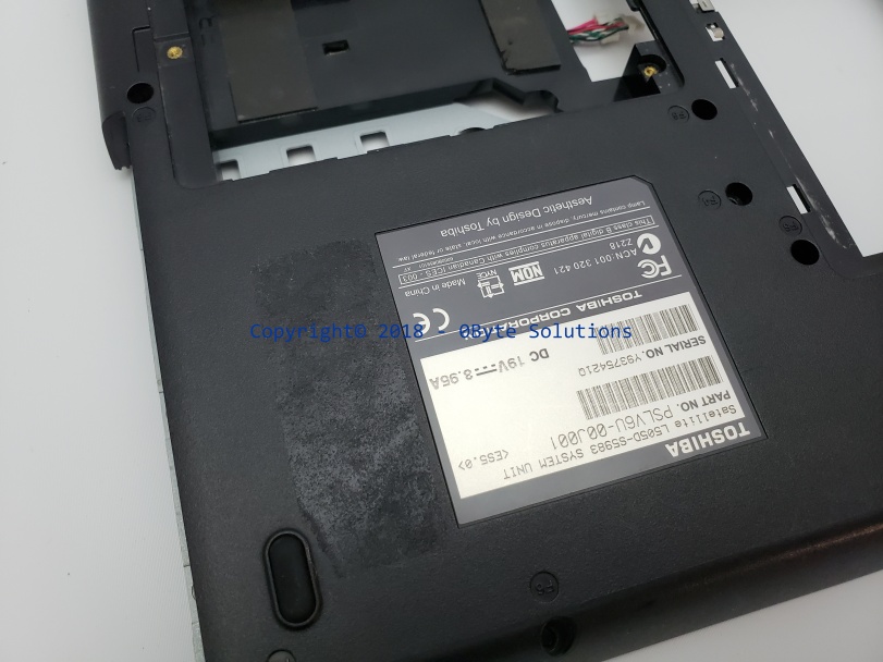 Toshiba V000180440 Bottom Case with USB Ports, Power Jack & Cables