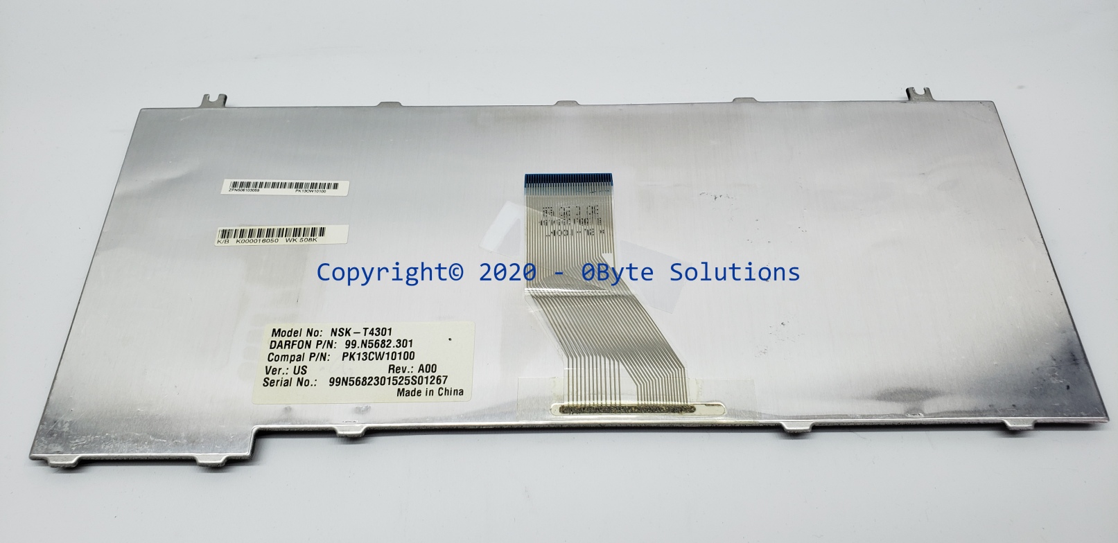 Toshiba K000016050/NSK-T4301/99.N5682.301/PK13CW10100 Rev:A00 Notebook Keyboard
