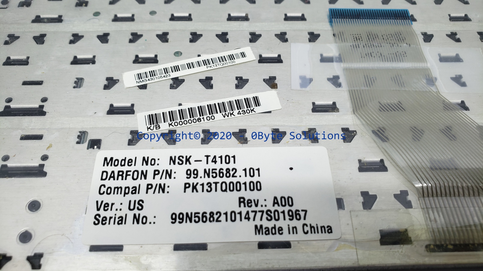 Toshiba NSK-T4101/99.N5682.101/PK13TQ00100 (Rev:A00) Notebook Keyboard