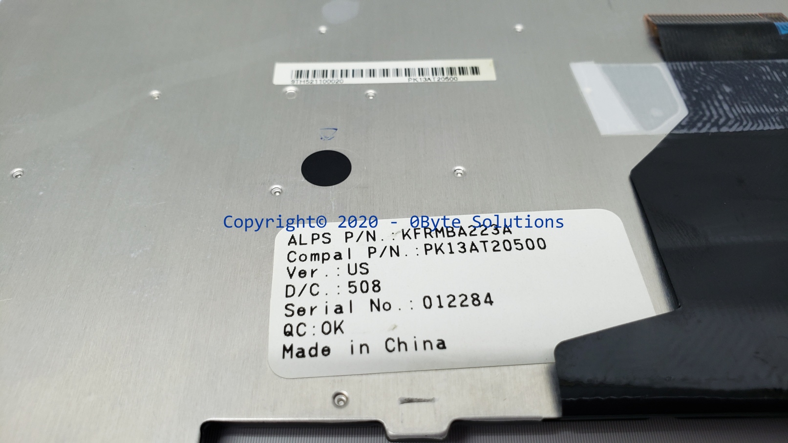 Toshiba/Alps KFRMBA223A/PK13AT20500 Notebook Keyboard