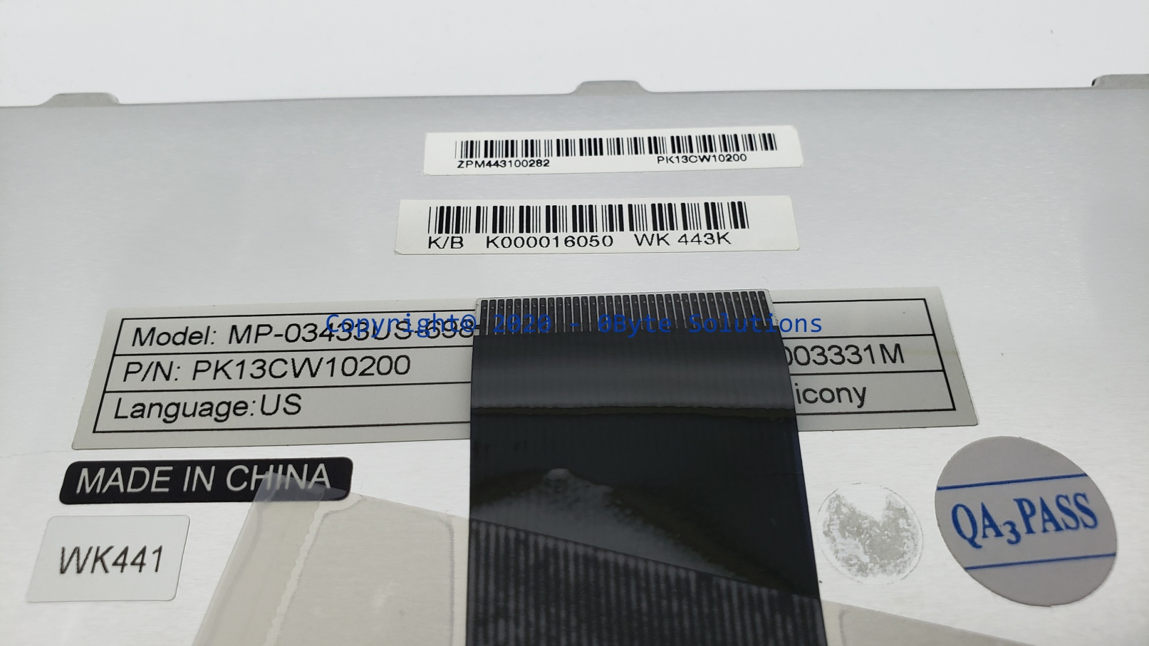 Toshiba/Chicony K000016050/MB-03433US-698/PK13CW10200 Notebook Keyboard