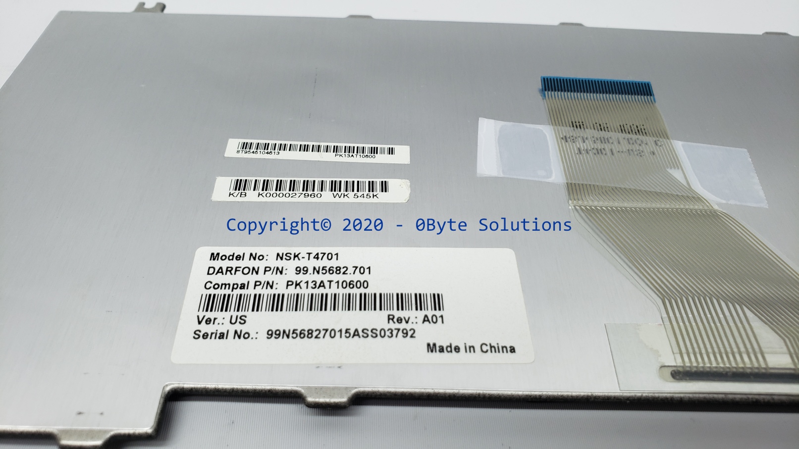 Toshiba K000027960/NSK-T4701/99.N5682.701/PK13AT10600 (Rev:A01) Notebook Keyboard