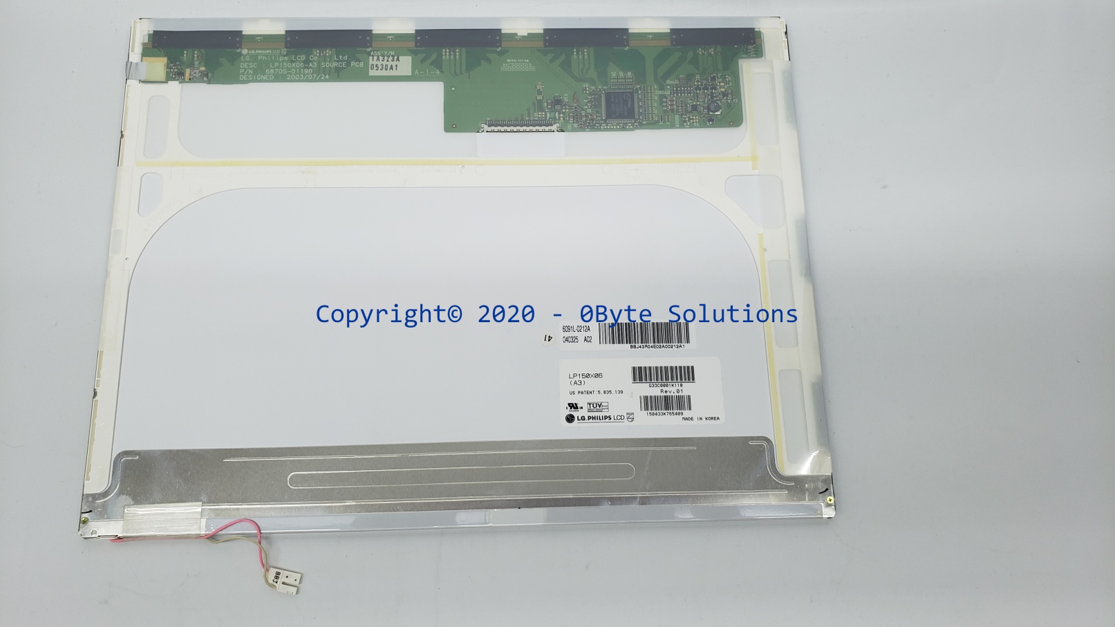 Toshiba/LG.Philips G33C0001K110/LP150X06 (A3) 315mm x 240mm (15.0
