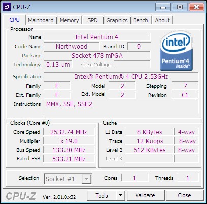 Intel® SL6DW Pentium® 4 Processor 2.53 GHz, 512K Cache, 533 MHz FSB Socket PPGA478 CPU